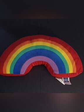 Stuffed Rainbow Shaped Plush 18” x 8" x2" Soft EUC The Big One tag.
